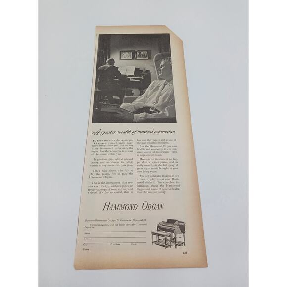 1940s Vintage Tel-a-Matic Iron Hammond Organ Knapp Monarch Co Print Ad - Picture 2 of 2
